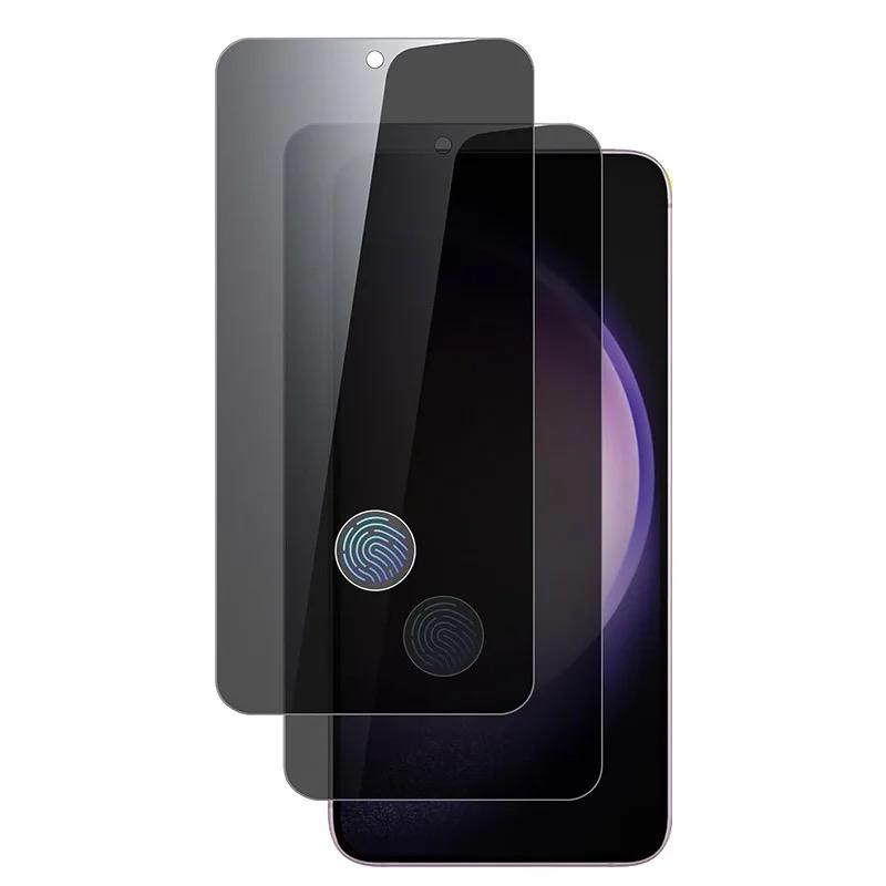 Folie Protectie Privacy Sticla securizata Mkpshield, compatibila Samsung Galaxy S23, Full Glue, Ultra HD, Margini Negre