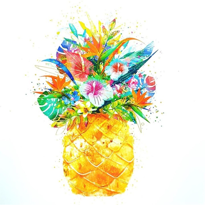 Felicitare ananas, HENRY, Hartie, 15x15cm, Multicolor