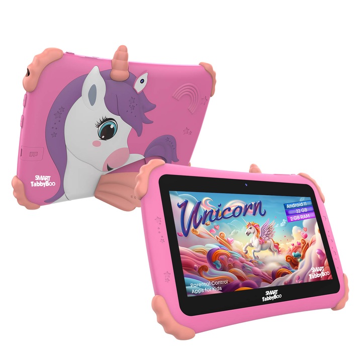 Детски таблет SMART TabbyBoo Unicorn, 32GB, 2GB RAM, Android 11, Wi-Fi, IPS, розово