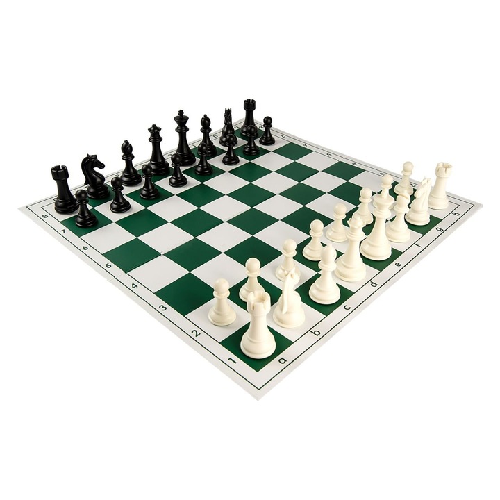 Club Pro zöld kombinált készlet: zöld PVC sakktábla + műanyag sakkfigurák No. 6 Club Pro