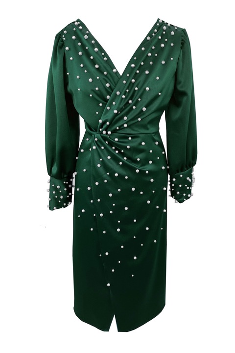 Midi ruha gyöngyökkel AMINA, Zöld