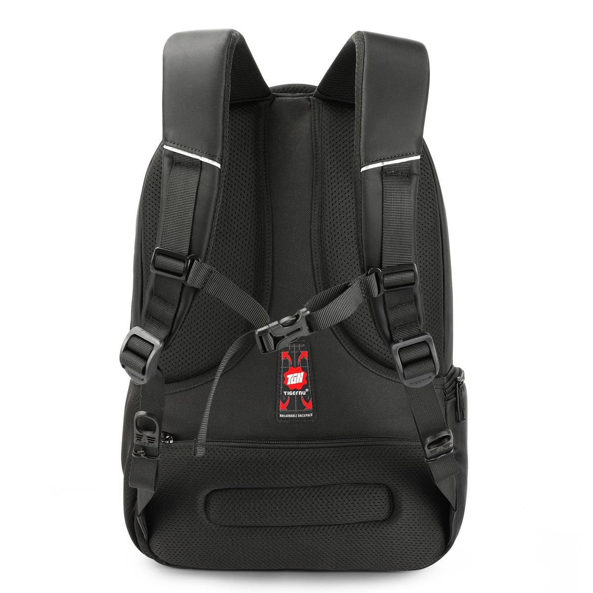 Rucsac laptop 15.6" smart casual, impermeabil, cu cifru TSA antifurt si port USB, Tigernu, 48x33x15 cm, Negru