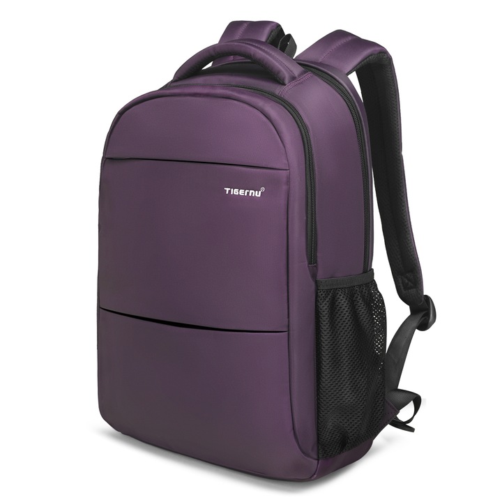 Rucsac laptop 15.6" smart casual, impermeabil, cu buzunar antifurt, Tigernu, 30x15x46 cm, Violet