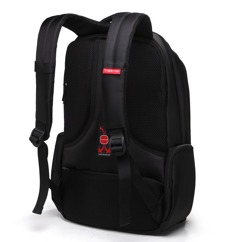 Rucsac laptop 15.6" smart casual, impermeabil, cu orificiu pentru cabluri audio, Tigernu, 31x15x46 cm, Negru