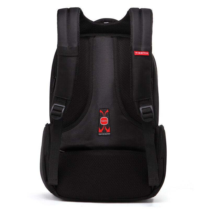 Rucsac laptop 15.6" smart casual, impermeabil, cu orificiu pentru cabluri audio, Tigernu, 31x15x46 cm, Negru