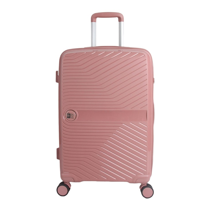 Troler Roz cu Dungi Reliefate 58L 42, 5x24x66cm