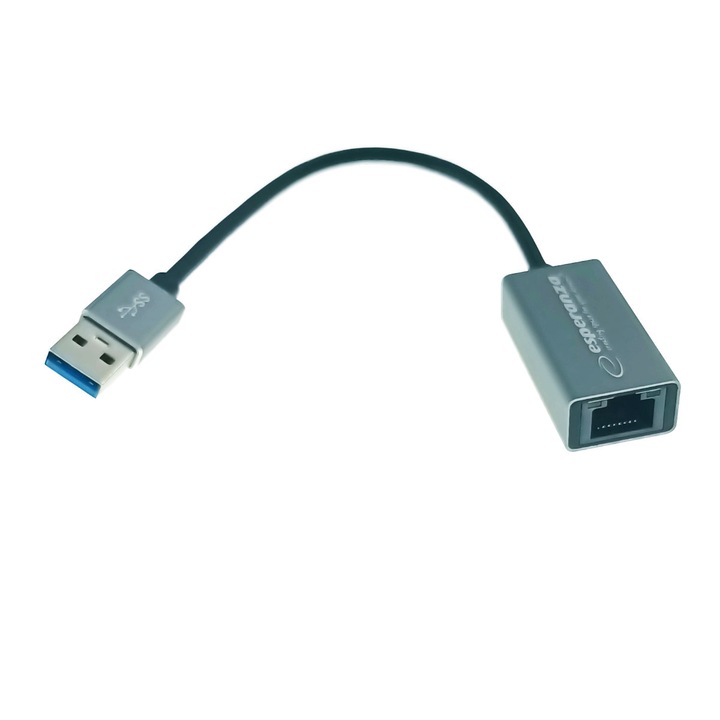 Esperanza Gigabit Ethernet мрежова карта 95883, USB 3.0 към RJ-45, кабел 18 см, сив