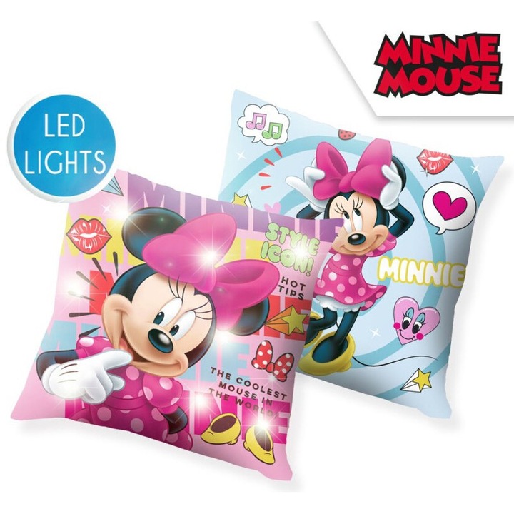 Disney Minnie Style Icon LED világító párna, díszpárna 40x40 cm