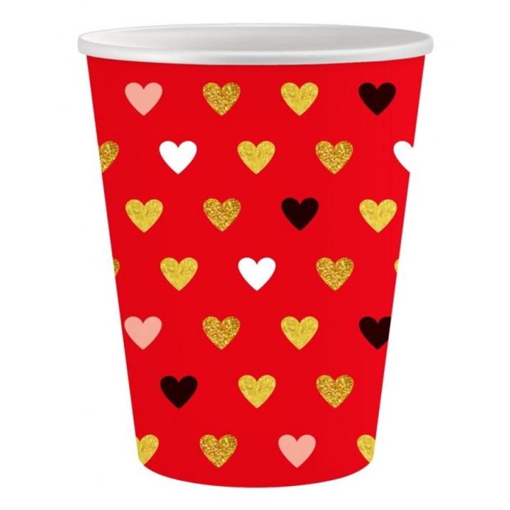 XOXO Червена хартиена чаша 6 броя 250мл