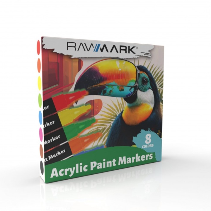 Комплект от 12 акрилни маркера, Rawmark, Multicolor