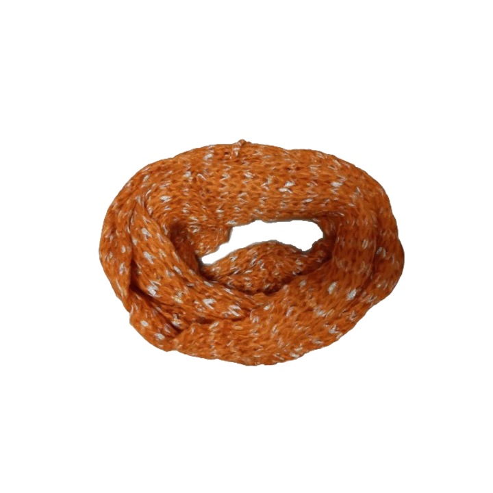 Fular circular tricotat, mohair, portocaliu