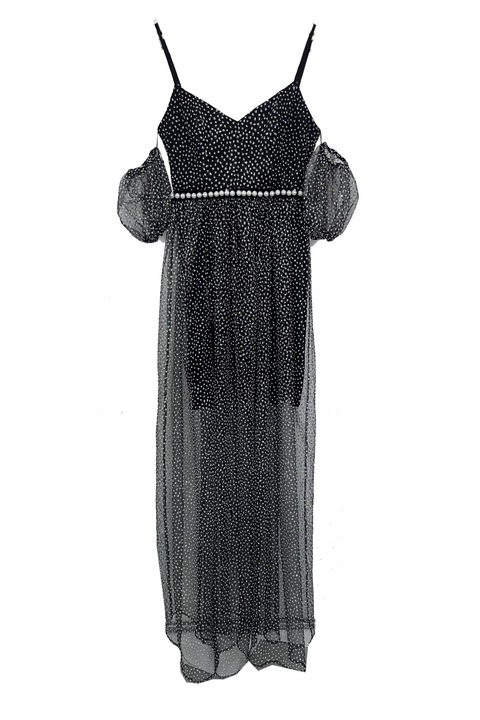 Hosszú ruha fekete csillámmal ZAHIA