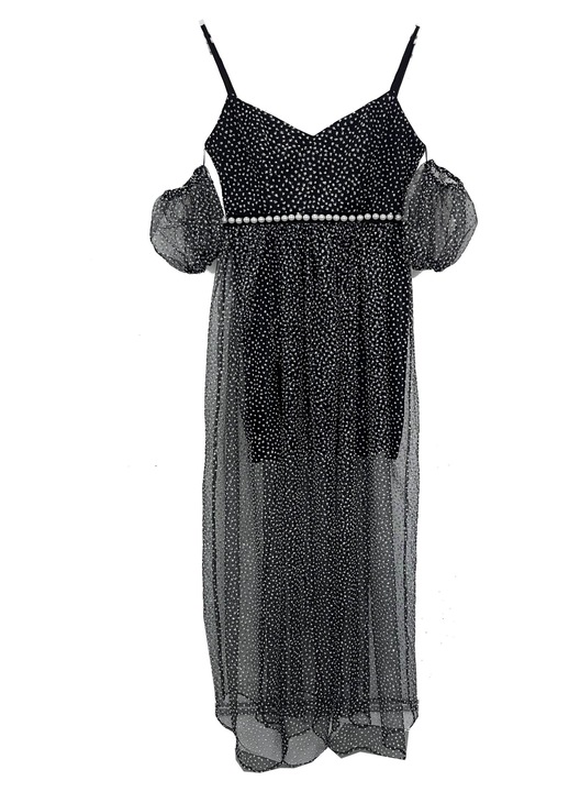 Rochia lunga cu sclipici negru ZAHIA