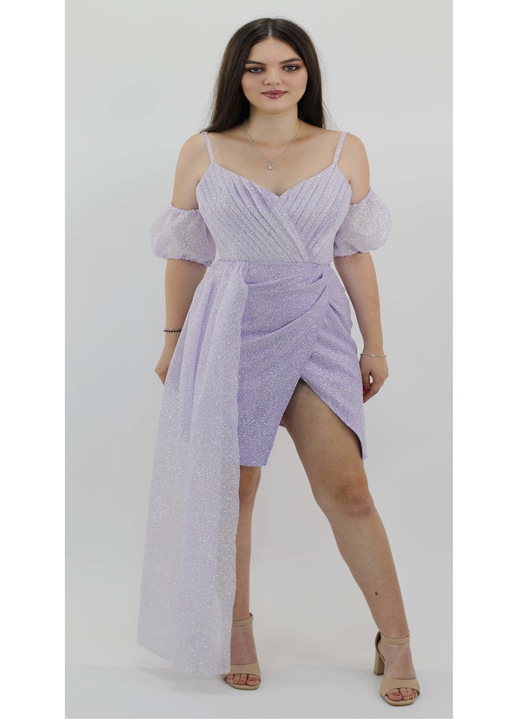 Rochia scurta din sclipici lavanda MARISSA