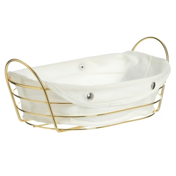 Cos paine, metalic, oval cu husa detasabila textila, 26X19cm, auriu ABYZ®™