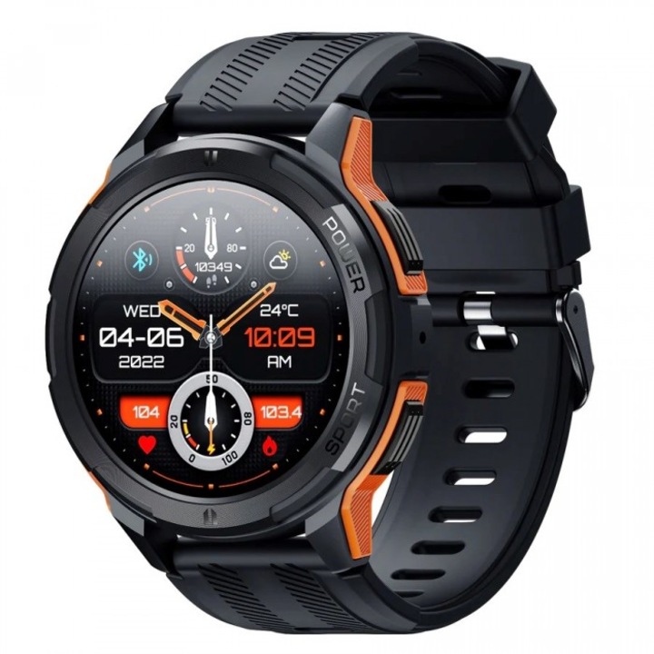 Smartwatch, Oukitel, Silicon, IP68, 1,43", Negru