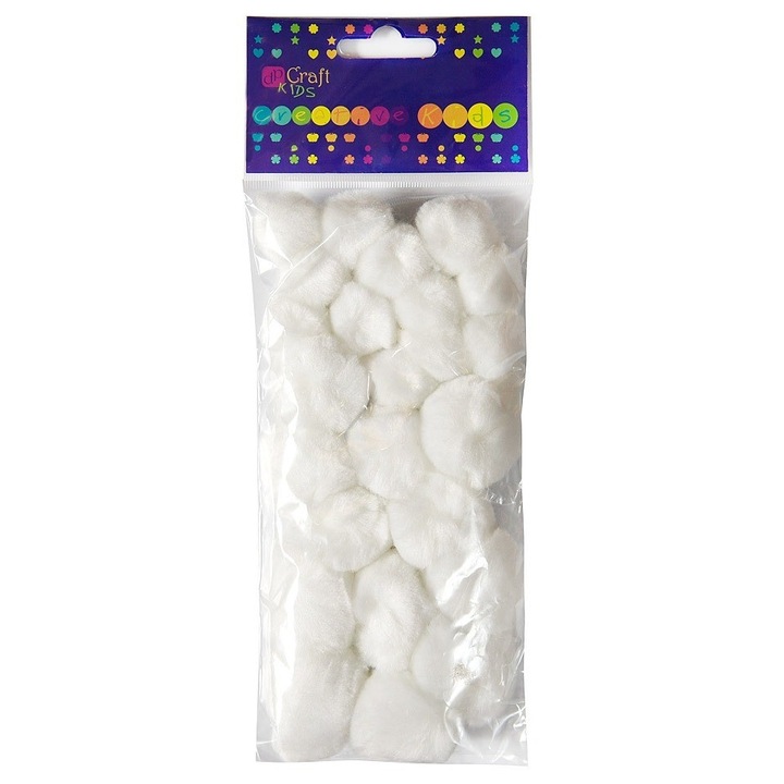 Set 24 pompoane, dp Craft, Acril, Alb
