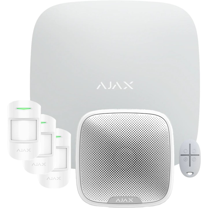 KIT alarma wireless, AJAX, HUB2, 4G, alb