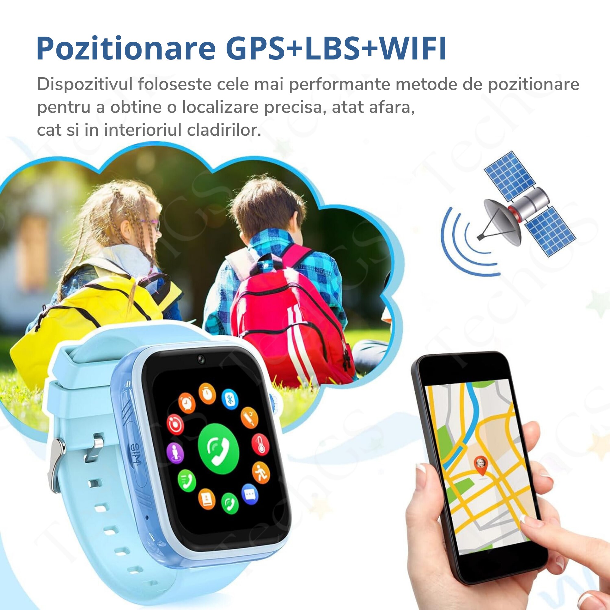 yunn⭐︎kids LIFE Ceas Smartwatch Copii, KidLife TechGS®, 4G cu GPS, 1.83 inch