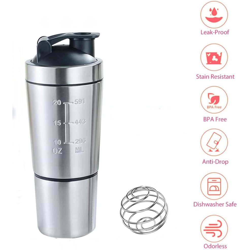 Shaker Proteine In Acciaio Inox 750ml - Personalizzabile Per Fitness