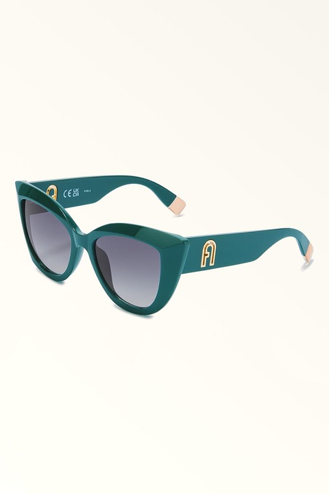 Furla, Слънчеви очила Cat-Eye с лого, Тъмнозелен, 53-17-140