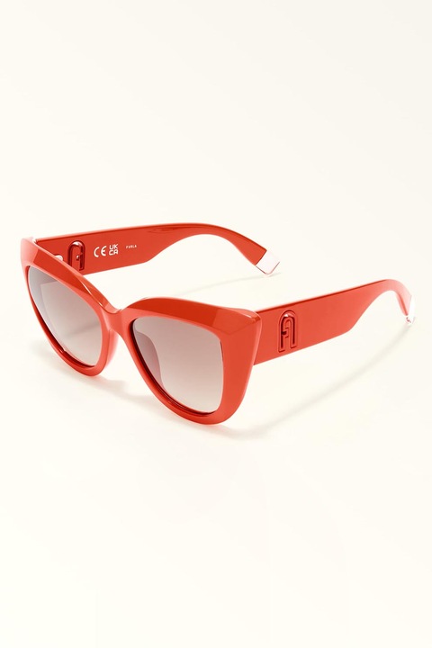 Furla, Слънчеви очила Cat-Eye с лого, Мандарина, 53-17-140