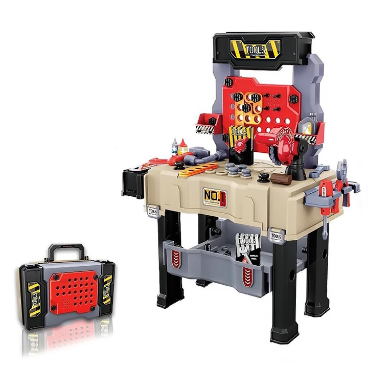 EmonaMall W5356 munkaasztal, Szerszámokkal, 2 az 1-ben, 65 részes, Bézs