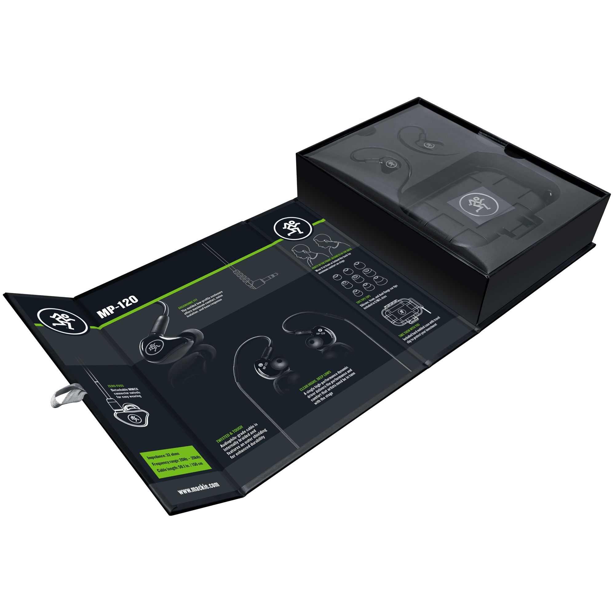 Casti pentru monitor, Mackie, MP-120, In-ear, Profesional, Cu un driver dinamic, Negru