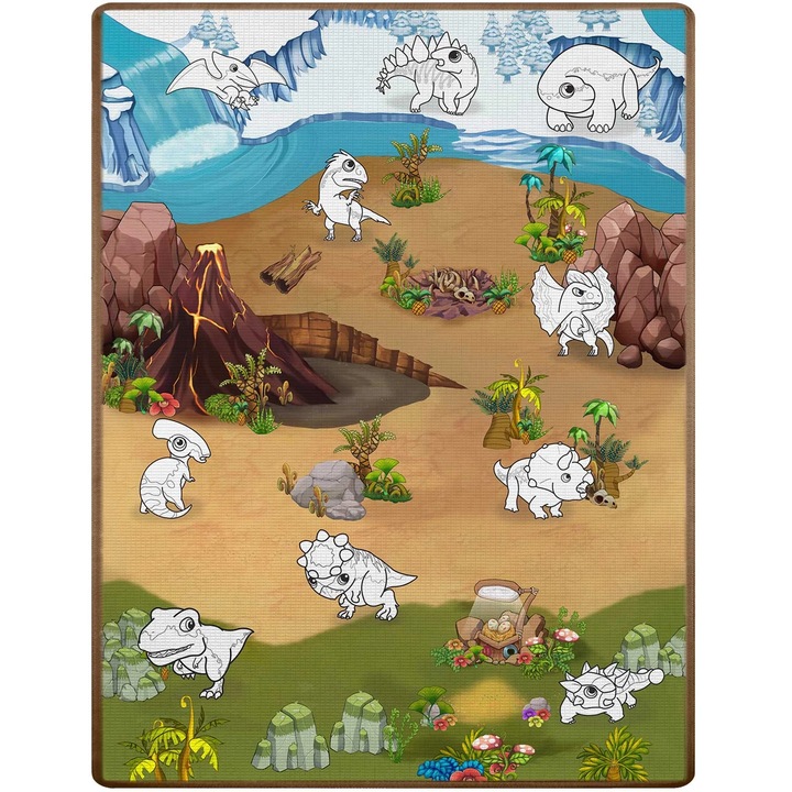 Термоустойчива подложка за игра от дунапрен за детската стая "ideal STORE First Steps", възможност за рисуване, сгъваема, 120x90, система против приплъзване, защита от удари, зелена