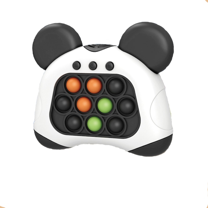 Elektronikus Pop It Puzzle játék, Panda, elemmel, interaktív, hangokkal és fényekkel, utazáshoz, 10.8x6x13 cm-es, sokszínű