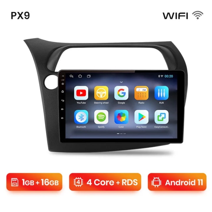 Mp5 Player, pentru Honda Civic, PX9, 1GB, 16GB, 2Din, Wifi, 4x60