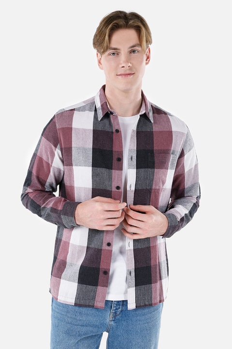 COLIN'S, Camasa de bumbac in carouri, Alb/Rosu stins/Gri antracit