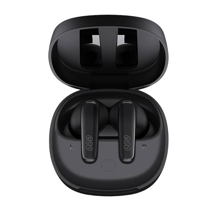 Vezeték nélküli fejhallgató, QCY, Model T13x, Bluetooth 5.3 TWS, fekete