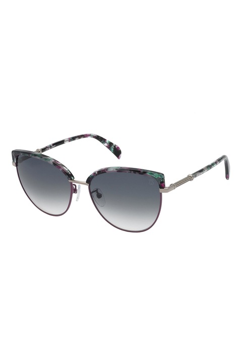 TOUS, Cat-eye napszemüveg, Zöld, Fekete, Ezüstszín, 57-16-135