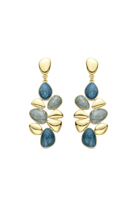 Cercei Dama Nortul-LUXENTER cu pietre de Rasina Verde finisati cu Aur galben de 18 karate