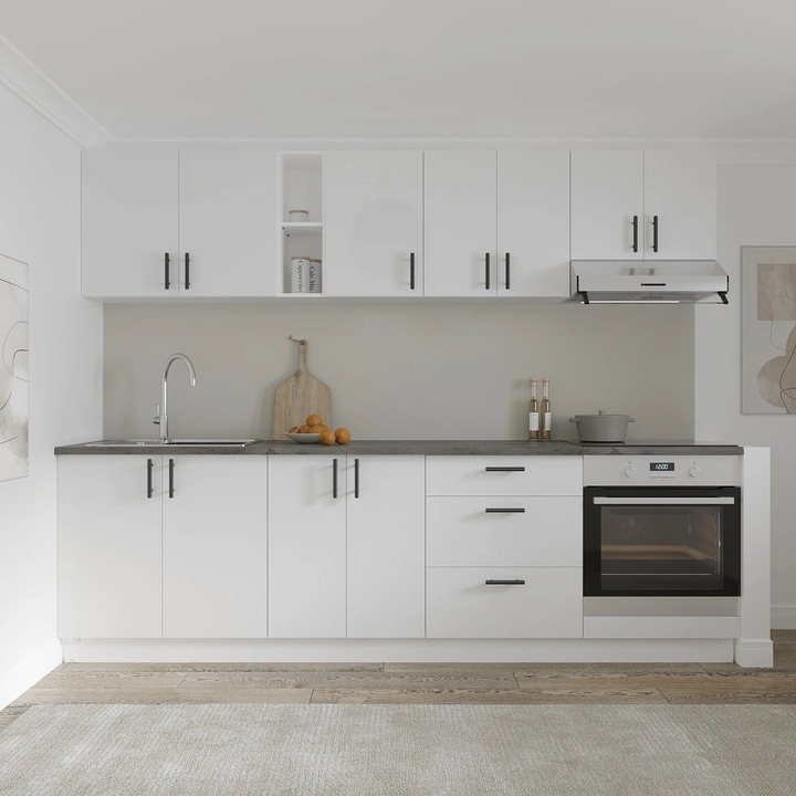 Set Bucatarie haaus Karo V18, Alb, Blat Thermo 28 mm, L 260 cm