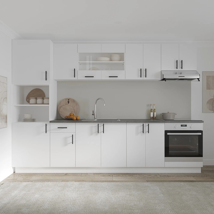 Set Bucatarie haaus Karo V27, Alb, Blat Thermo 28 mm, L 300 cm