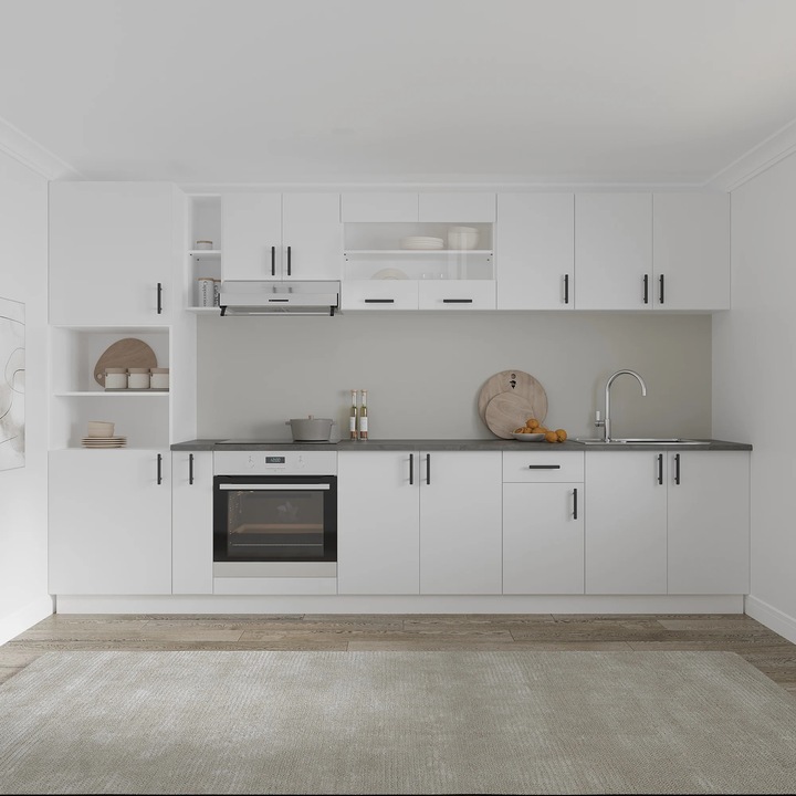 Set Bucatarie haaus Karo V33, Alb, Blat Thermo 28 mm, L 340 cm