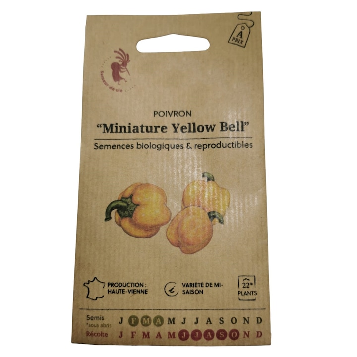 Seminte traditionale ardei ”Miniature Yellow Bell” certificate BIO