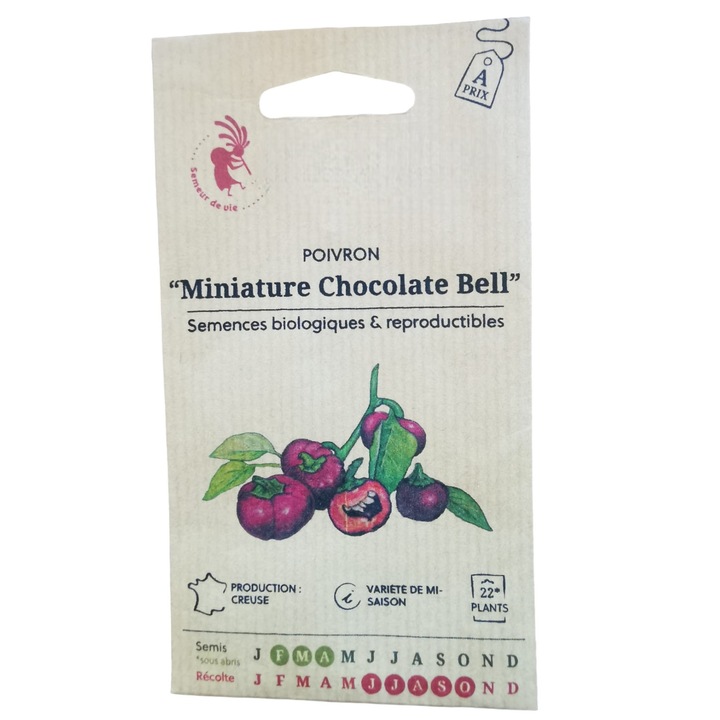 Seminte traditionale de ardei ”Miniature Chocolate Bell” certificate BIO