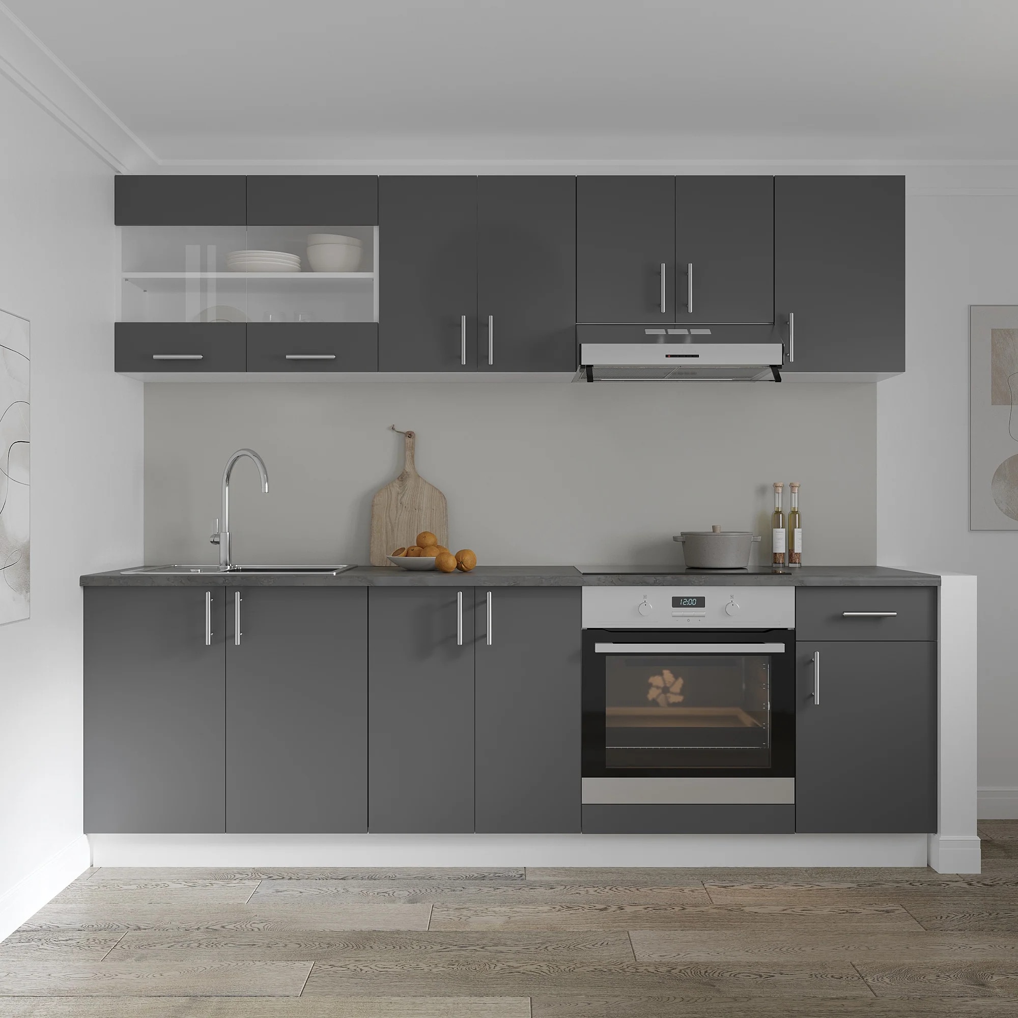 Set Bucatarie haaus Karo V15, Antracit/Alb, Blat Thermo 28 mm, L