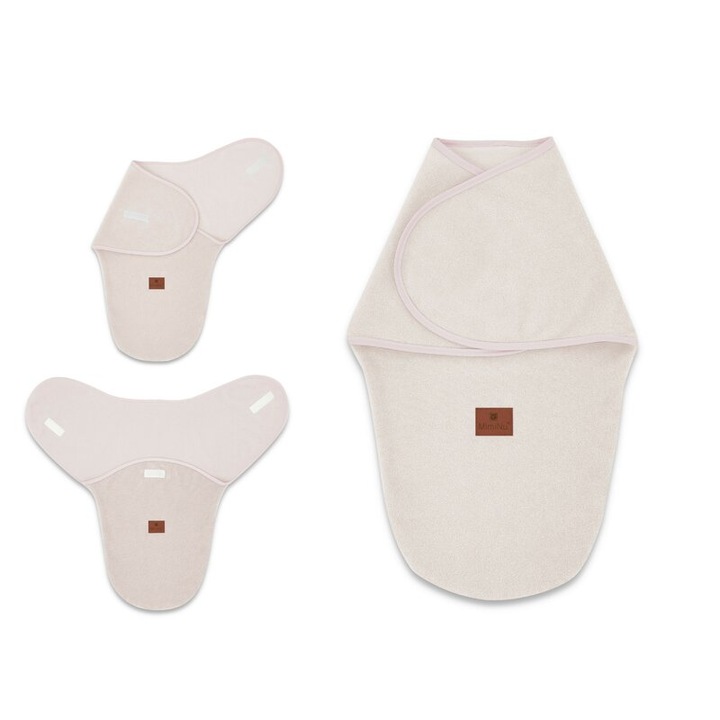 Sistem de infasare, MimiNu, Pentru bebe, 0 - 3 luni, Din tesatura thermofrotte, Powder Pink