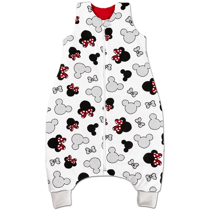 Sac de dormit cu picioare pentru copii 18-36 luni Kidizi® Minnie 0.5 tog, mansete transformabile in soseta
