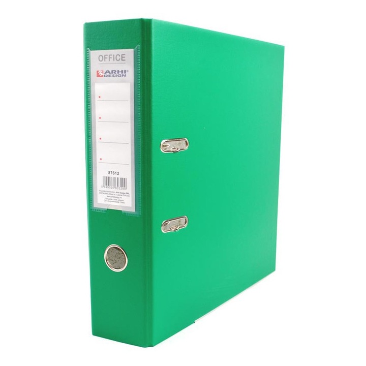 Biblioraft plastifiat Arhi Design, Cotor 7.5 cm, Verde