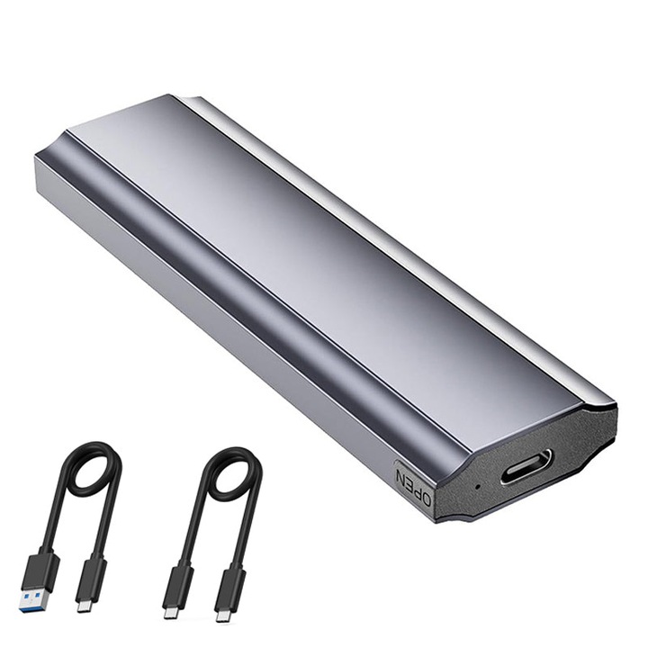 Rack extern SSD M.2 NVMe/NGFF, JESWO, 10 Gbps, Aliaj de aluminiu, Portabil, USB/USB-C