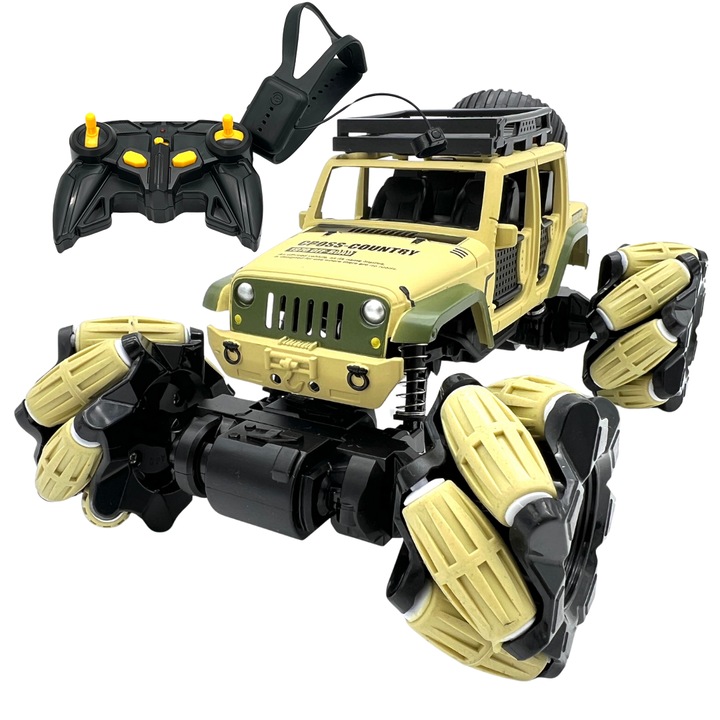 Jeep De Jucarie pentru Copii Off Road Drift Cu Telecomanda, Control Prin Gesturi, 4X4, Carcasa Metalica, Suspensii Functionale, Deplasare in laterala, Rotire la 360 de grade, 24cmx16cmx13cm
