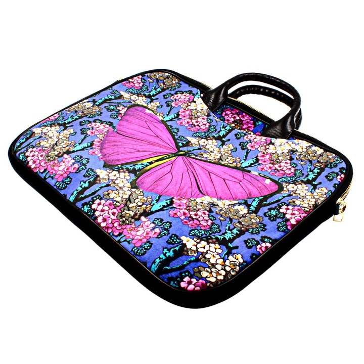 Geanta laptop din catifea BUTTERFLY 14"