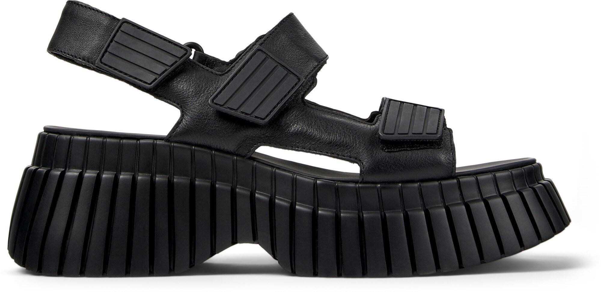 Camper, Sandale de piele cu velcro si aspect masiv BCN 22077, Negru, 41