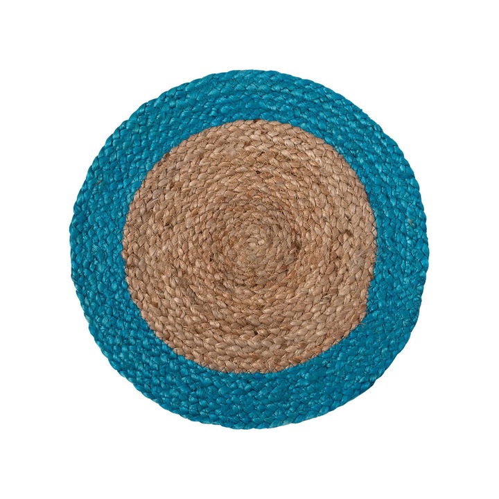 Covor Silk Fashion, iuta naturala/turcoaz, 38cm