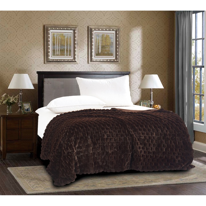 Patura decorativa, Silk Fashion, Blana, 220x240cm, Maro